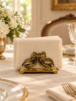 Bronz Kurdele Detaylı Peçetelik 7 x 13 cm - Görsel 2