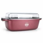 Alu-Guss Cam Kapaklı Döküm Alüminyum Fırın Kabı 32 cm Bordo - Görsel 3