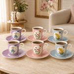 Easy Life Royal Blossom 6'lı Porselen Kahve Fincan Seti 100 ml - Görsel 2