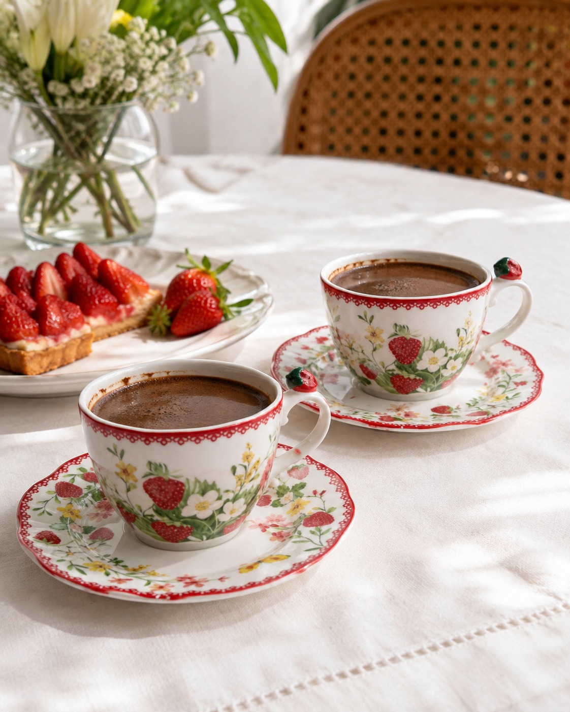 8001544178301_1.jpeg Easy Life Jardin Des Fraises 2'li Porselen Kahve Fincan Seti 120 ml - Görsel 1