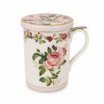 Chant Des Roses Kapaklı Metal Demlikli Fine China Porselen Kupa 350 ml