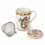 Chant Des Roses Kapaklı Metal Demlikli Fine China Porselen Kupa 350 ml - Görsel 4
