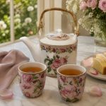 Chant Des Roses Porselen Çaydanlık ve 2'li Fincan Seti 600 ml - Görsel 2