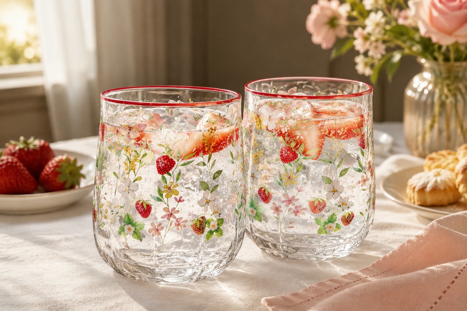 8001544179148_1.jpeg Jardin Des Fraises 2'li Cam Bardak Seti 500 ml - Görsel 1