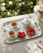Jardin Des Fraises Melamin Kulplu Tepsi 47 x 33 cm - Görsel 4