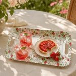 Jardin Des Fraises Melamin Kulplu Tepsi 40 x 21 cm