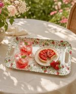 Jardin Des Fraises Melamin Kulplu Tepsi 40 x 21 cm