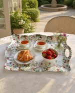 Jardin Des Fraises Melamin Kulplu Tepsi 53 x 38 cm