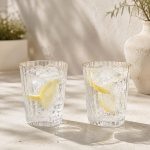 2'li Akrilik Bardak Seti 370 ml - Şeffaf Gold