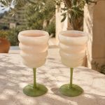 2'li Bej-Yeşil Şarap Kadehi 380 ml (her bir kadeh) - Görsel 3