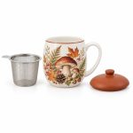 Autumn Breeze Kapaklı ve Metal Demlikli Porselen Kupa - 450 ml