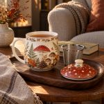 Autumn Breeze Kapaklı ve Metal Demlikli Porselen Kupa - 450 ml - Görsel 2