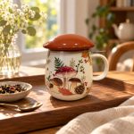 Autumn Breeze Kapaklı ve Metal Demlikli Porselen Kupa - 450 ml - Görsel 4