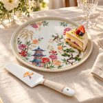 Jardins D’orient Porselen Sunumluk ve Dilimleyici - 32 cm - Görsel 4