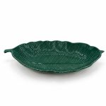 Yeşil Yaprak Formlu Porselen Kase - 30 x 13 cm