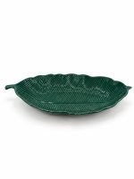 Yeşil Yaprak Formlu Porselen Kase - 30 x 13 cm