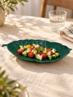 Yeşil Yaprak Formlu Porselen Kase - 30 x 13 cm - Görsel 3