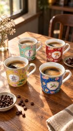 Jardins D'orient 4'lü Fine China Porselen Kupa Seti - 300 ml - Görsel 4