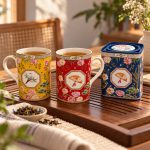 Jardins D’orient 2’li Porselen Kupa ve Çay Kutusu Seti - 7,5 × 7,5 × 9 cm - Görsel 3