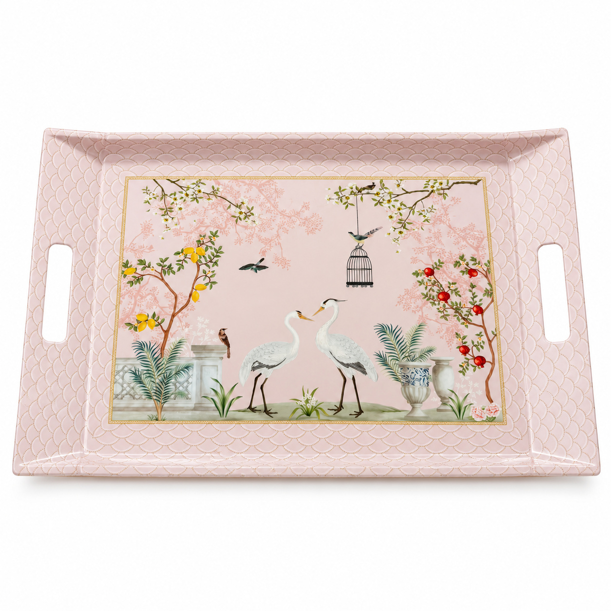 8001544141084_1.jpeg Jardin De Reves Melamin Kulplu Servis Tepsisi - 54 x 35 cm - Görsel 1