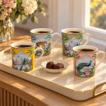4’lü Fine China Porselen Kulplu Bardak Seti - 300 ml - Görsel 2