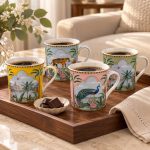 4’lü Fine China Porselen Kulplu Bardak Seti - 300 ml - Görsel 4