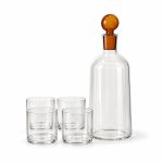 Fun-Classy Borosilikat 5 Prç. Set 4 Bardak 1 Şişe (Kapaklı) Amber - PM0152 AMBR