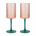 Modern Classic 2'li Şarap Kadehi Seti 310ml Pembe/yeşil - Pm0156 Pıgr