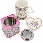 Porselen Kupa, Çay Kutusu ve Tabağı Seti - 350 ml