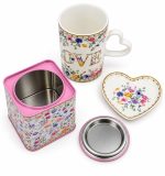 Porselen Kupa, Çay Kutusu ve Tabağı Seti - 350 ml