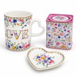 Porselen Kupa, Çay Kutusu ve Tabağı Seti - 350 ml - Görsel 4