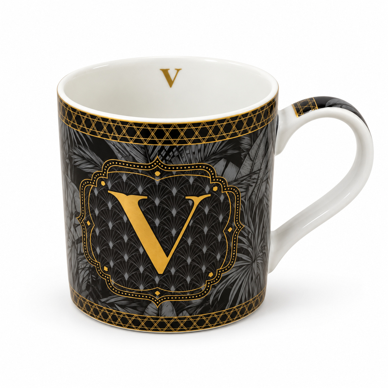 8001544160542_1.jpeg Monogram “V” Porselen Kupa - 350 ml - Görsel 1
