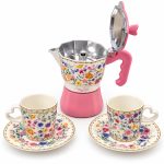 2’li Porselen Kahve Fincan Seti ve Moka Pot - 100 ml - Görsel 3