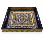 Glamour MDF Tepsi - Mavi - 30 x 30 x 4,5 cm - Görsel 4
