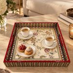 Glamour MDF Tepsi - Bej - 30 x 30 x 4,5 cm