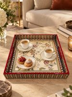 Glamour MDF Tepsi - Bej - 30 x 30 x 4,5 cm