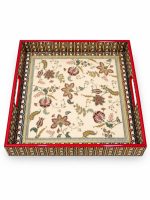 Glamour MDF Tepsi - Bej - 30 x 30 x 4,5 cm - Görsel 4