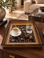 Glamour MDF Tepsi - Siyah - 30 x 30 x 4,5 cm