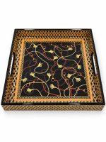 Glamour MDF Tepsi - Siyah - 30 x 30 x 4,5 cm - Görsel 2