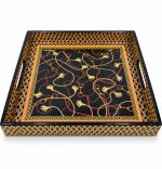 Glamour MDF Tepsi - Siyah - 30 x 30 x 4,5 cm - Görsel 3
