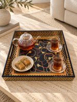 Glamour MDF Tepsi - Siyah - 30 x 30 x 4,5 cm - Görsel 4