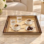 Glamour MDF Tepsi - Bej - 40 x 25 x 4,5 cm