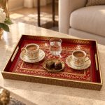 Glamour MDF Tepsı - Kırmızı - 40 × 25 × 4,5 cm