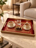 Glamour MDF Tepsı - Kırmızı - 40 × 25 × 4,5 cm