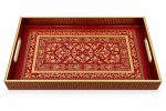 Glamour MDF Tepsı - Kırmızı - 40 × 25 × 4,5 cm - Görsel 2