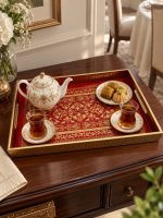 Glamour MDF Tepsı - Kırmızı - 40 × 25 × 4,5 cm - Görsel 4