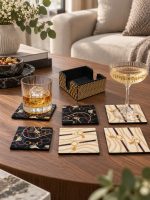 Glamour 6'Lı MDF Bardak Altlığı Seti - 10 x 10 cm