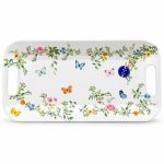 Dancing Butterflies Melamin Kulplu Tepsi - 40 × 21 cm