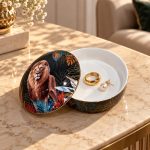 Sauvage Aslan Desenli Porselen Kapaklı Kutu - 13 x 6,5 cm - Görsel 2