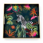 Sauvage Zebra Desenli Sunum Tepsisi - 33 x 33 x 4 cm